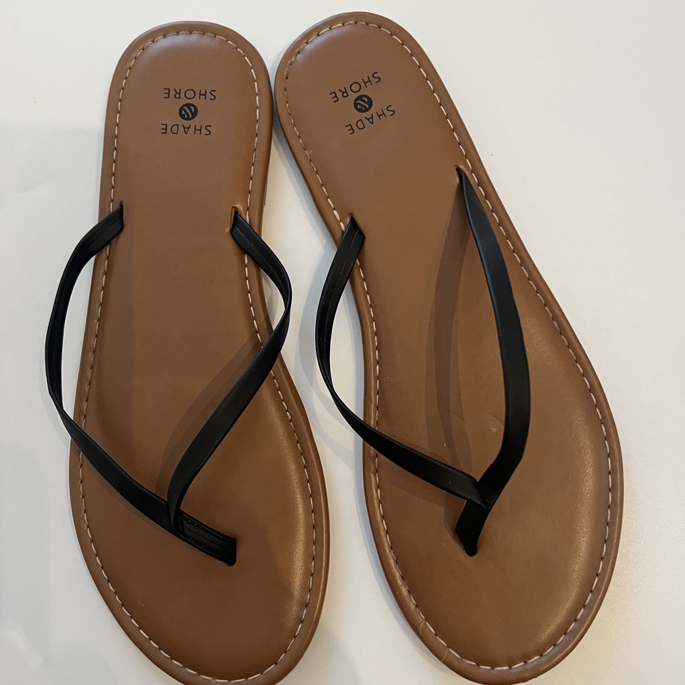 Shade & Shore Women's Black and Tan Sandals